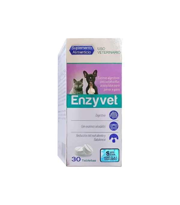 Enzyvet suplemento digestivo probioticos perros y gatos 30 tabletas