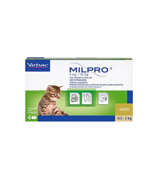Milpro desparasitante interno gatitos 4mg 4 tabletas