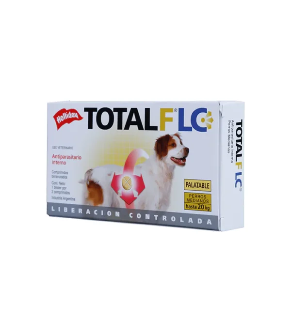Total FLC desparasitante interno amplio espectro perros medianos 2 tabletas